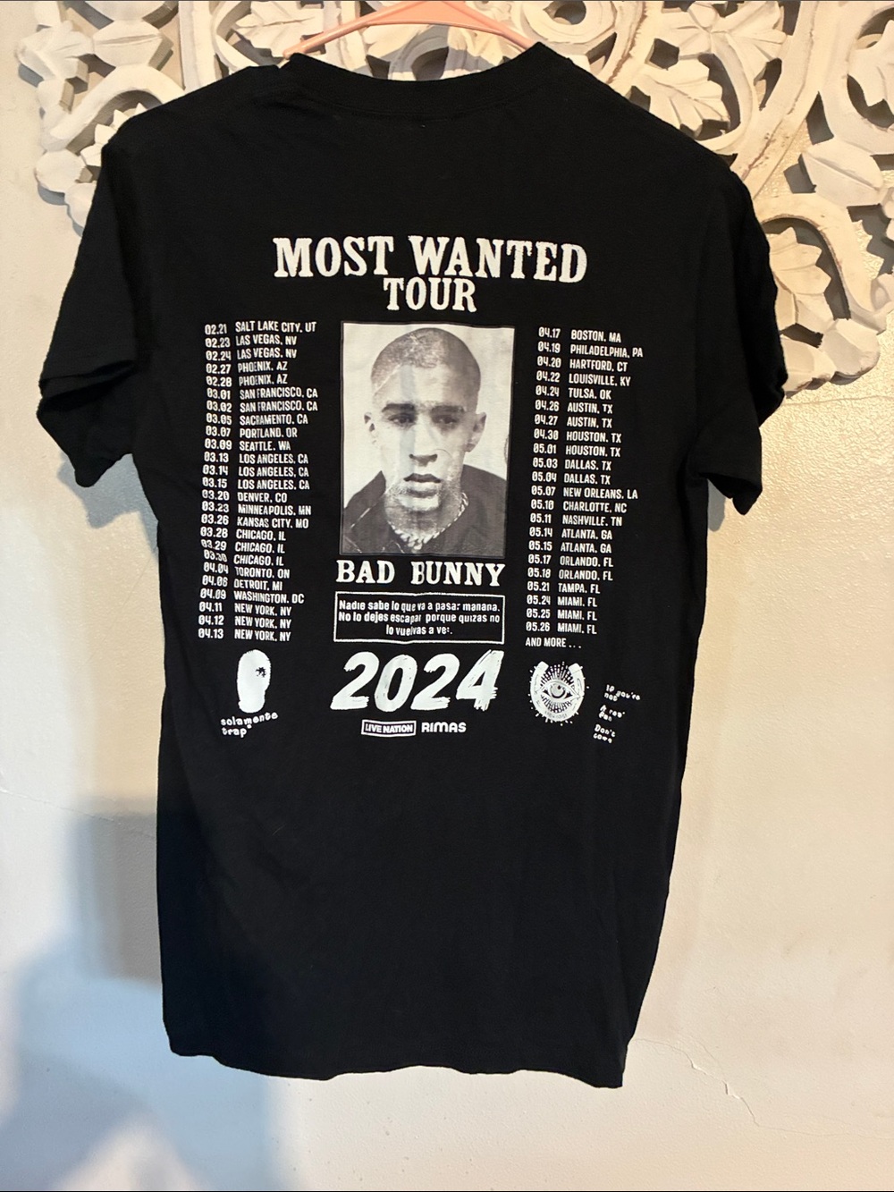 Bad Bunny Gildan Black 'Most Wanted Tour 2024' Graphic Tee